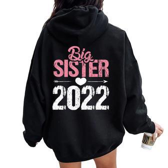 Big Sister 2022 First Baby Becoming Big Sister Women Oversized Hoodie Back Print - Monsterry AU