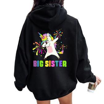 Big Sister Unicorn Dab Dance Women Oversized Hoodie Back Print - Monsterry UK