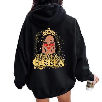 Birthday Black Queen African American Loc'd Woman Black Girl Women Oversized Hoodie Back Print - Monsterry