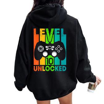 Birthday Gamer Boy Or Gamer Girl Level 10 Unlocked Women Oversized Hoodie Back Print - Thegiftio UK