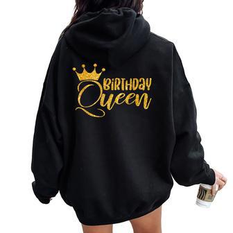 Birthday Queen For It's My Birthday Matching Women Oversized Hoodie Back Print - Seseable