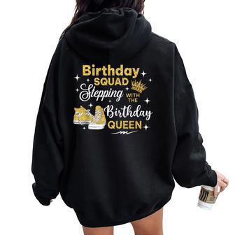 Birthday Squad Shoes Stepping With The Birthday Queen Women Oversized Hoodie Back Print - Thegiftio UK