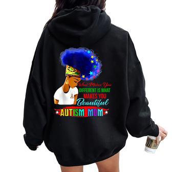 Black Afro American Autism Awareness Mom Rainbow For Women Women Oversized Hoodie Back Print - Monsterry AU
