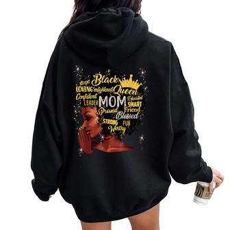 Black Afro Blessed Mom Christian African Mother's Day Women Oversized Hoodie Back Print - Seseable