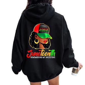 Black Junenth Remembering My Ancestors Women Oversized Hoodie Back Print - Thegiftio UK
