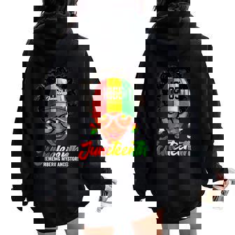 Black Messy Bun Junenth Remembering My Ancestors Women Oversized Hoodie Back Print - Thegiftio