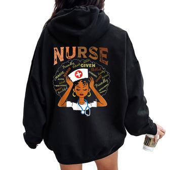 Black Nurse Black History Blm Melanin Afro Woman Nursing Women Oversized Hoodie Back Print - Seseable