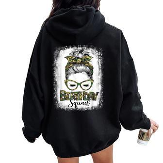 Bleached Messy Hair Bun Camouflage Birthday Squad Women Oversized Hoodie Back Print - Seseable
