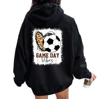 Bleached Soccer Game Day Vibes Soccer Mom Game Day Season Women Oversized Hoodie Back Print - Monsterry UK