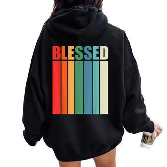 Blessed Christian Faith Inspiration Quote – Vintage Color Women Oversized Hoodie Back Print - Monsterry AU