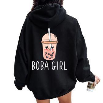 Boba Girl Bubble Tea Girl Women Oversized Hoodie Back Print | Mazezy