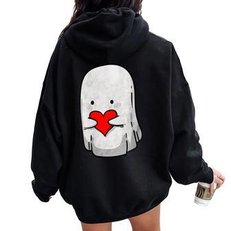 Be My Boo Ghost Happy Valentine's Day Couple Women Oversized Hoodie Back Print - Monsterry