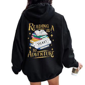 Book Adventure Library Student Teacher Book Women Oversized Hoodie Back Print - Seseable