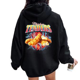 Bootleg Rap Chicken Tenders Vintage 90S Heavy Metal Women Oversized Hoodie Back Print - Seseable