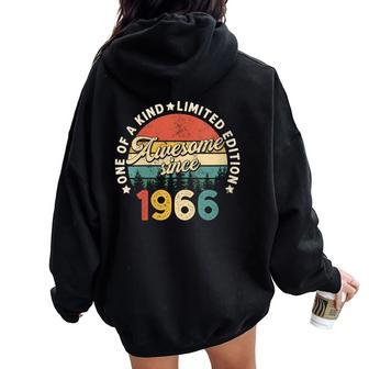 Born In 1966 55Th Birthday Vintage Retro 55 Years Old Women Oversized Hoodie Back Print - Monsterry AU
