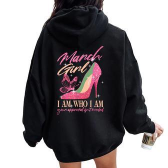 Born In March Quote Girls March Birthday Bday Women Oversized Hoodie Back Print - Seseable
