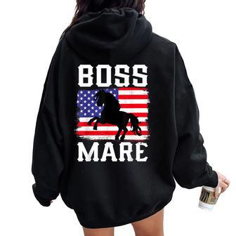 Boss Mare American Usa Horse Lover Riding Rider Equestrian Women Oversized Hoodie Back Print - Monsterry UK