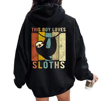 This Boy Loves Sloths Boys Sloth Women Oversized Hoodie Back Print - Thegiftio UK