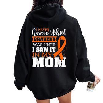 Bravery Mom Leukemia Cancer Awareness Ribbon Women Oversized Hoodie Back Print - Monsterry AU