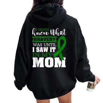 Bravery Mom Liver Cancer Awareness Ribbon Women Oversized Hoodie Back Print - Monsterry