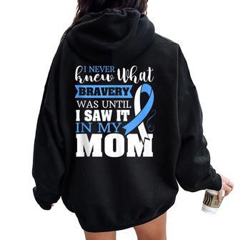 Bravery Mom Prostate Cancer Awareness Ribbon Women Oversized Hoodie Back Print - Monsterry AU