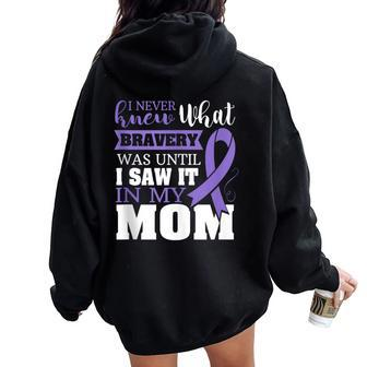 Bravery Mom Stomach Cancer Awareness Ribbon Women Oversized Hoodie Back Print - Monsterry CA