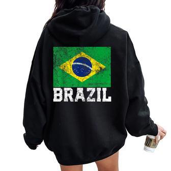 Brazilian Brazil Flag National Pride Family Roots Women Women Oversized Hoodie Back Print - Thegiftio UK