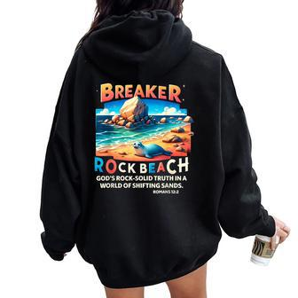 Breaker Rock Beach Christian God's Rock-Solid Truth Vbs 2024 Women Oversized Hoodie Back Print - Seseable