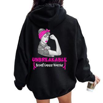 Breast Cancer Unbreakable Warrior Survivor Woman Women Oversized Hoodie Back Print - Thegiftio UK