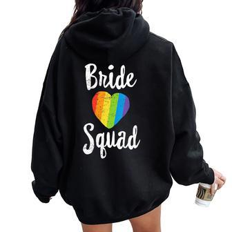 Bride Squad Lgbt Wedding Bachelorette Lesbian Pride Women Women Oversized Hoodie Back Print - Monsterry DE