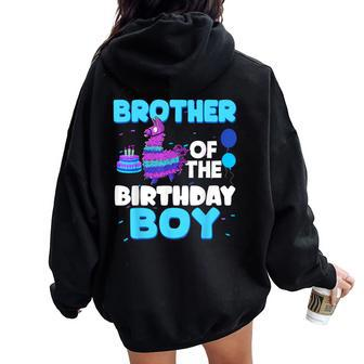 Brother Of The Birthday Boy Llama Family Party Decorations Women Oversized Hoodie Back Print - Monsterry AU