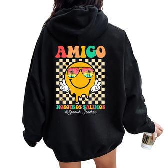 Bruh We Out Spanish Teacher Happy Last Day Of School Women Oversized Hoodie Back Print - Monsterry