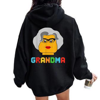 Building Block Brick Grandma Master Builder Family Matching Women Oversized Hoodie Back Print - Monsterry