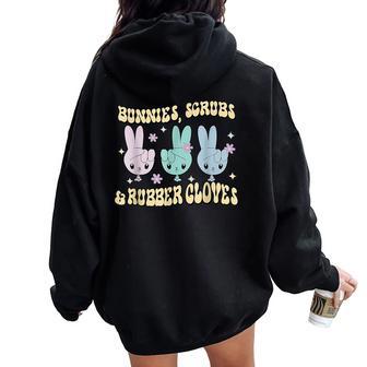 Bunnies Glove Cute Easter Nurse Medical Cna School Nurse Women Oversized Hoodie Back Print - Monsterry