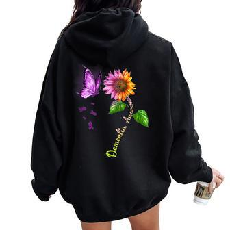 Butterfly Sunflower Dementia Awareness Women Oversized Hoodie Back Print - Thegiftio UK