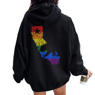 California Lgbtq Gay Lesbian Pride Rainbow Flag Women Oversized Hoodie Back Print - Monsterry CA
