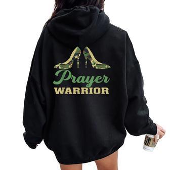 Camo Heels Prayer Warrior Faith God Jesus Christian Women Women Oversized Hoodie Back Print - Seseable