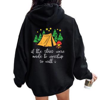 Camping Stars Made To Worship Christian Camper Kid Women Oversized Hoodie Back Print - Monsterry