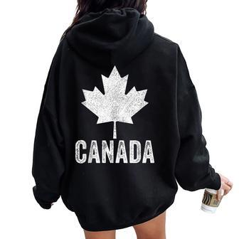 Canada Vintage Canadian Flag Leaf Maple Pride Women Women Oversized Hoodie Back Print - Monsterry DE