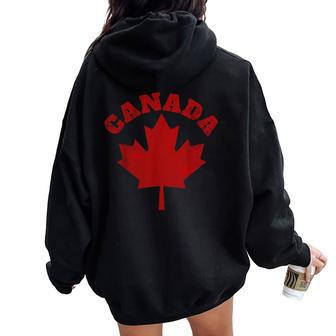 Canada Vintage Canadian Flag Leaf Maple Retro Women Oversized Hoodie Back Print - Monsterry