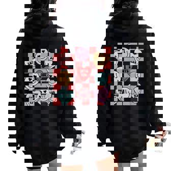 Candy Conversation Hearts Retro Groovy Valentines Day Women Oversized Hoodie Back Print | Mazezy