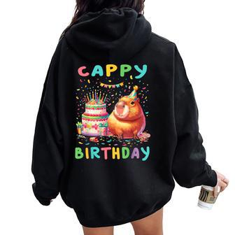 Cappy Birthday Capybara Lovers Girl Boy Happy Birthday Party Women Oversized Hoodie Back Print - Thegiftio UK
