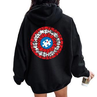 Captain Autism Autism Awareness Month Autism Mom Dad Women Oversized Hoodie Back Print - Monsterry AU