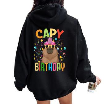 Capy Birthday Capybara Animals Boys Girls Birthday Women Oversized Hoodie Back Print - Thegiftio UK
