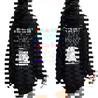Caravan And Wine Lovers Happy Camper Life Women Oversized Hoodie Back Print - Thegiftio