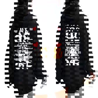 Cat Just A Girl Who Loves Cats Women Oversized Hoodie Back Print - Seseable