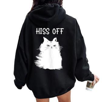Cat Themed For Meow Cat Hiss Off Women Oversized Hoodie Back Print - Monsterry CA