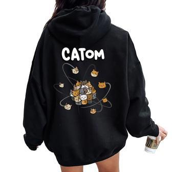 Catom Science Teacher Chemistry Lover Physics School Cat Women Oversized Hoodie Back Print - Monsterry UK