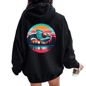 Chameleon Sunset Retro Style Vintage 80S 70S Women Oversized Hoodie Back Print - Monsterry UK