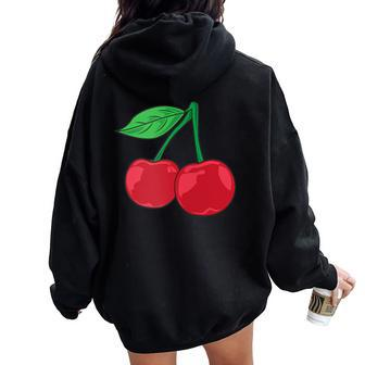 Cherry Pocket Fruit Lover Sweet Bomb Farmer Red Cherries Women Oversized Hoodie Back Print - Monsterry AU
